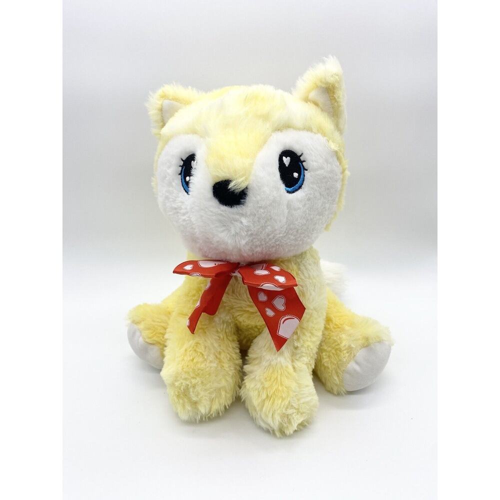10” Yellow Kitty Cat Plush Heart On Bottom Stuffed Animal Greenbrier